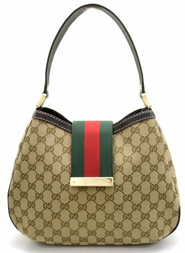 11550655 Gucci GG Web Hobo Shoulder Bag Leather Beige Brown