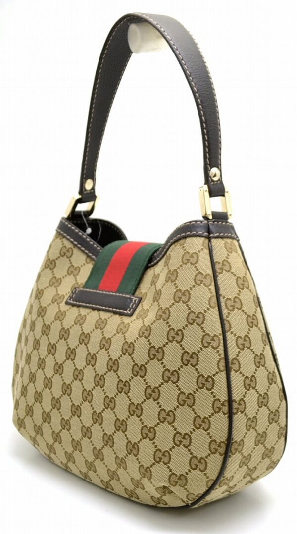 11550655 1 Gucci GG Web Hobo Shoulder Bag Leather Beige Brown