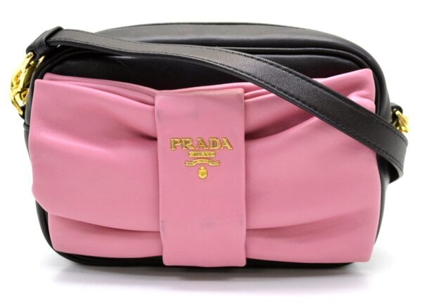 11550695 Prada Nappa Leather Crossbody Shoulder Bag Pink Black