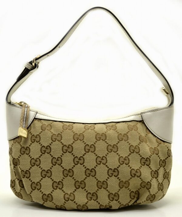 11550872 Gucci GG Canvas Shoulder Accessory Pouch Khaki Beige White