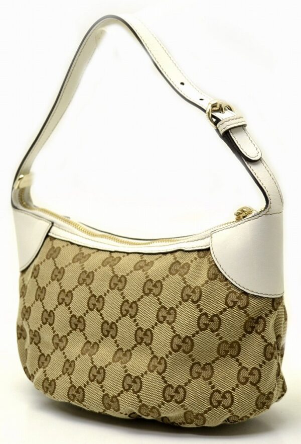 11550872 1 Gucci GG Canvas Shoulder Accessory Pouch Khaki Beige White