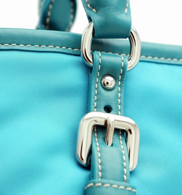 11551087 5 Prada Nylon Leather 2way Tote Shoulder Bag Turquoise