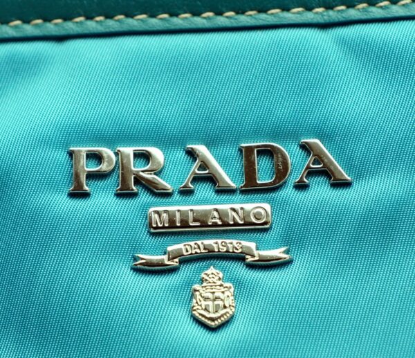 11551087 8 Prada Nylon Leather 2way Tote Shoulder Bag Turquoise