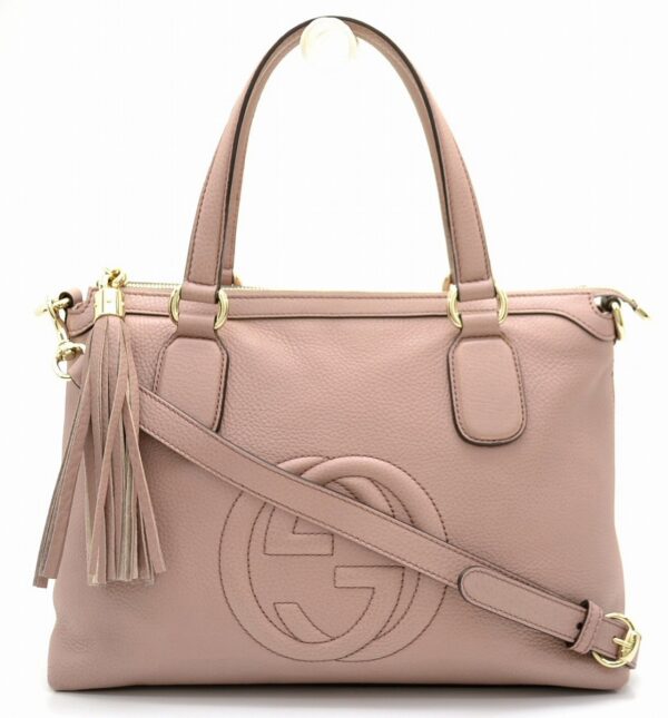 11551090 Gucci Soho Interlocking GG 2WAY Shoulder Bag Tassel Leather Pink