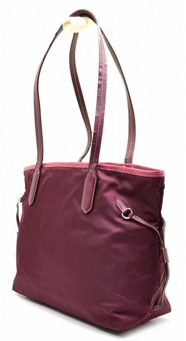 11560369 1 Prada Nylon Leather Shoulder Tote Bag Red Bordeaux