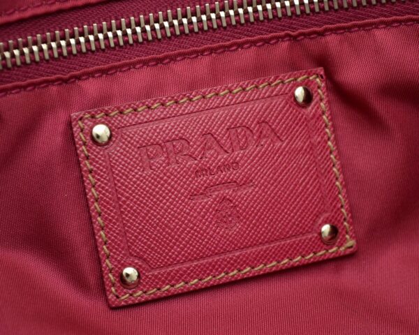 11560369 7 Prada Nylon Leather Shoulder Tote Bag Red Bordeaux