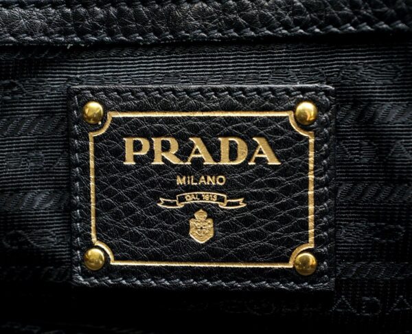 11560463 8 Prada Vitello Daino Leather 2way Shoulder Crossbody Bag Black