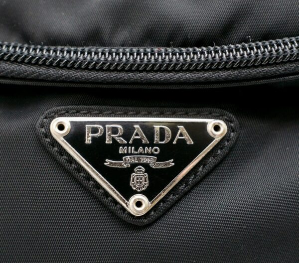 11560532 8 Prada Nylon Leather Gussetless Pochette Shoulder Bag Black