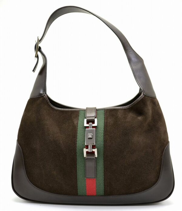 11560643 Gucci Jackie Suede Shoulder Bag Handbag Brown Green Red