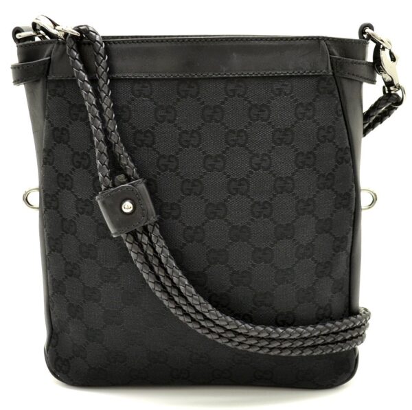 11560727 Gucci GG Leather Shoulder Bag Black