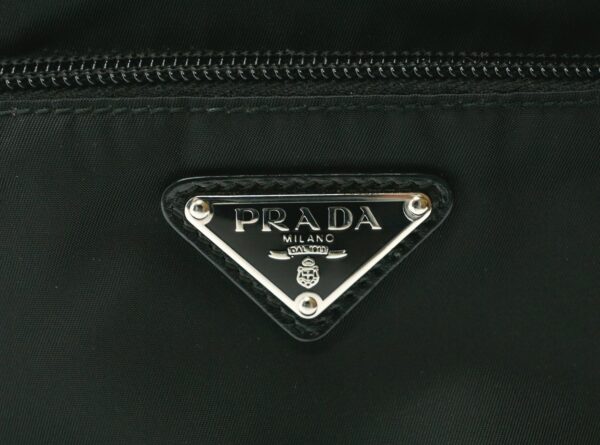 11561008 8 Prada Nylon Leather Crossbody Shoulder Bag Black