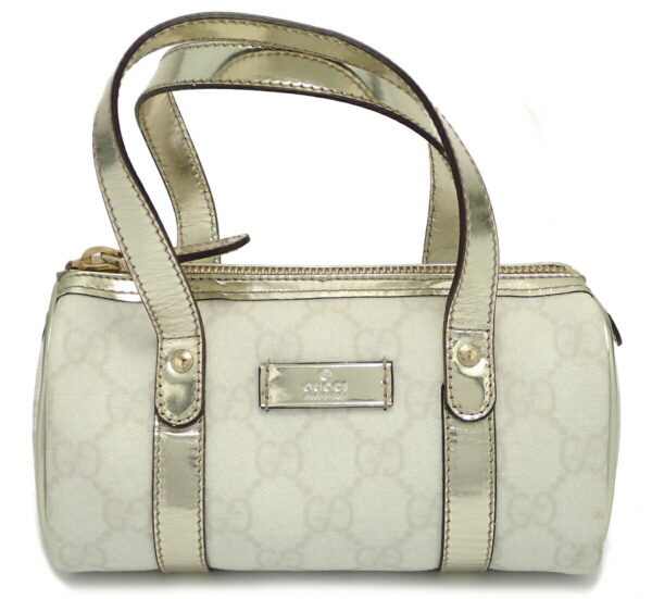 11561044 Gucci GG Supreme Mini Handbag Leather White Silver