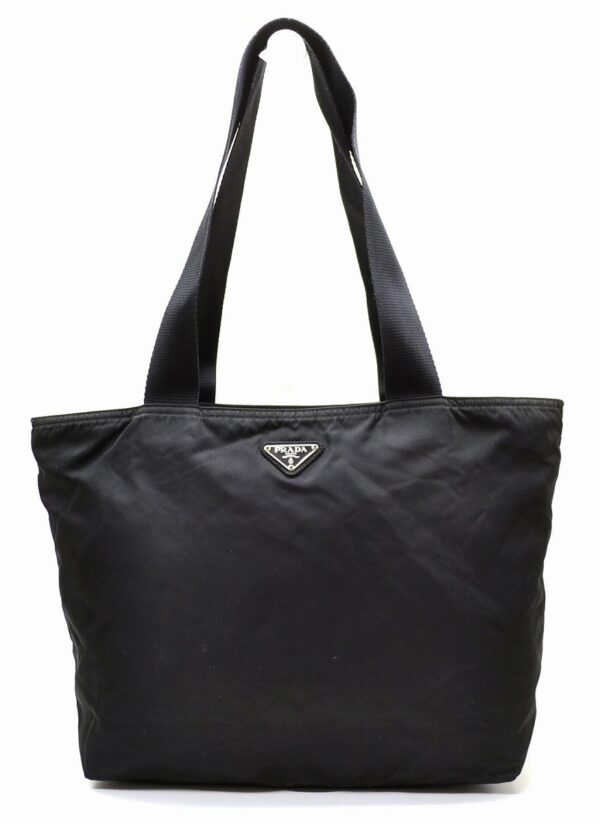 11561049 Prada Nylon Shoulder Tote Bag Black