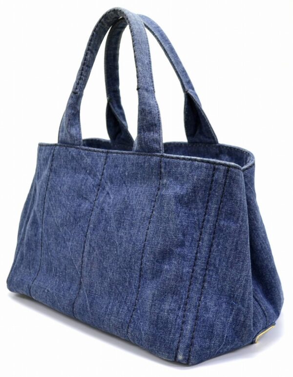 11561213 1 Prada Canapa Denim Tote Handbag Blue