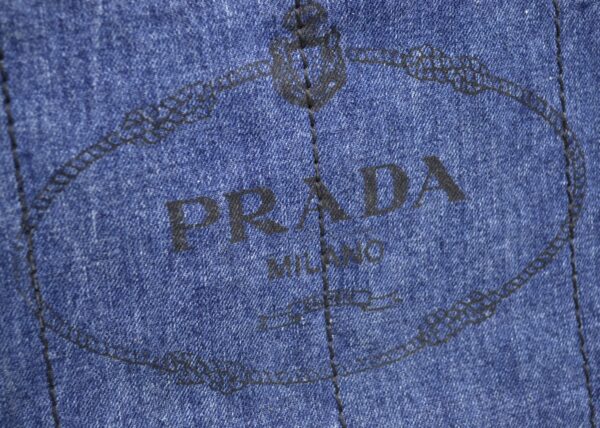 11561213 7 Prada Canapa Denim Tote Handbag Blue