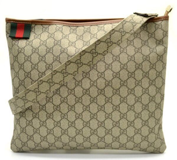 11561235 Gucci GG Plus Webbing Line Shoulder Bag Khaki Beige Brown