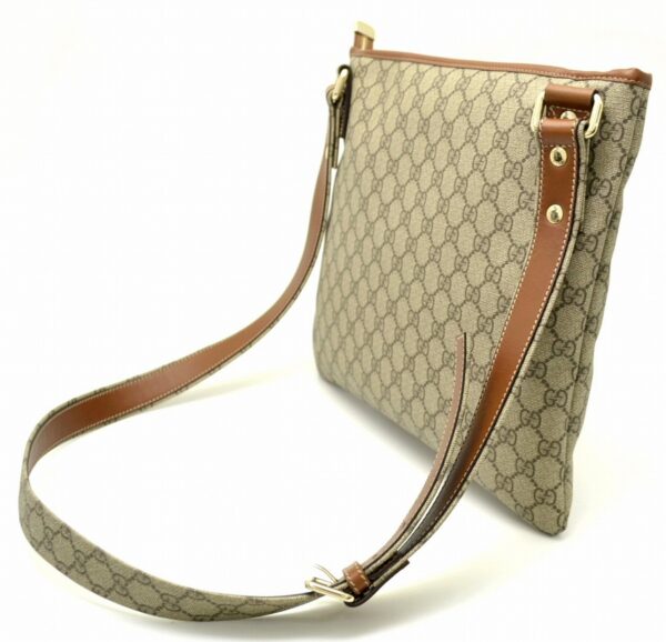 11561235 1 Gucci GG Plus Webbing Line Shoulder Bag Khaki Beige Brown