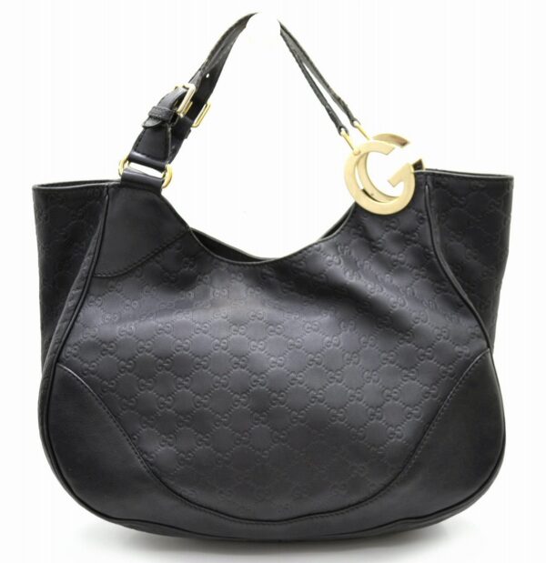 11561236 Gucci Guccissima Shoulder Bag Leather Black