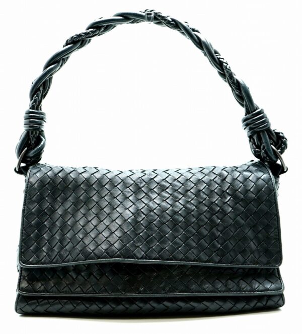 11561272 Bottega Veneta Intrecciato Shoulder Bag Black