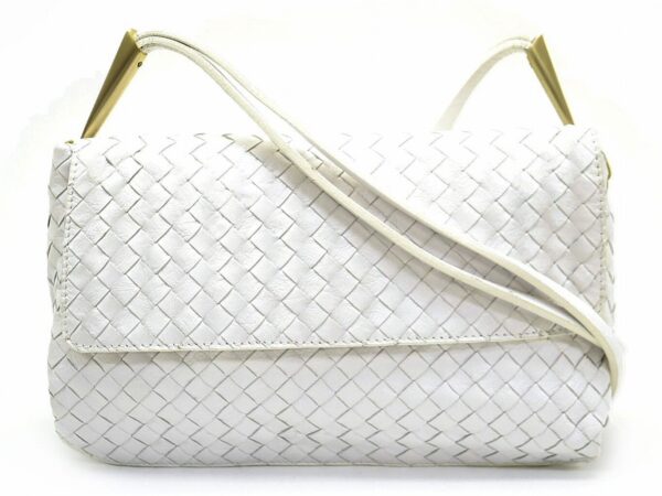 11561304 Bottega Veneta Intrecciato Shoulder Bag White