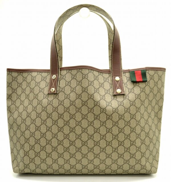 11570125 Gucci GG Plus Tote Bag Leather Brown