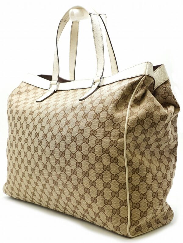 11570229 1 Gucci GG Tote Bag Leather Khaki Beige White