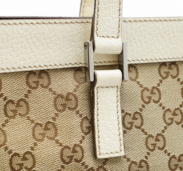 11570229 5 Gucci GG Tote Bag Leather Khaki Beige White