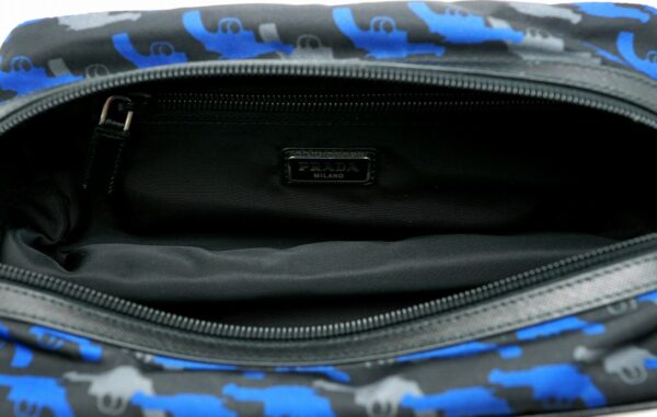 11570419 4 Prada Nylon Leather Pistol Motif Clutch Bag Blue