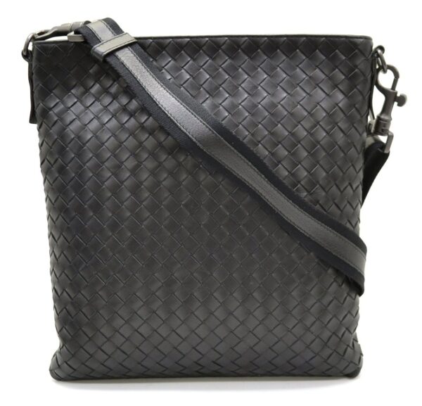 11570615 Bottega Veneta Intrecciato Crossbody Bag Black