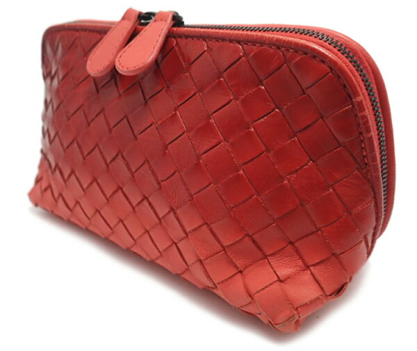 11570756 1 Bottega Veneta Intrecciato Cosmetic Pouch Red