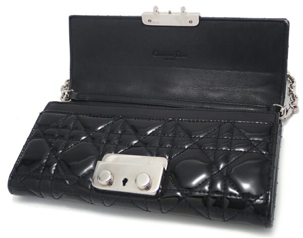 11570759 1 Christian Dior Lock Chain Wallet Patent Leather Black