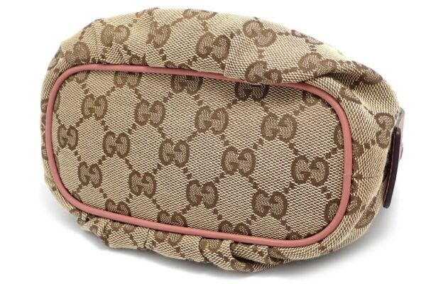 11570798 3 Gucci GG Canvas Bamboo Pouch Leather Beige Brown Pink