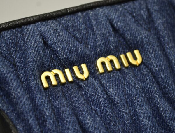 11571028 8 Miu Miu Matelassé 2Way Shoulder Bag Gathered Denim Blue