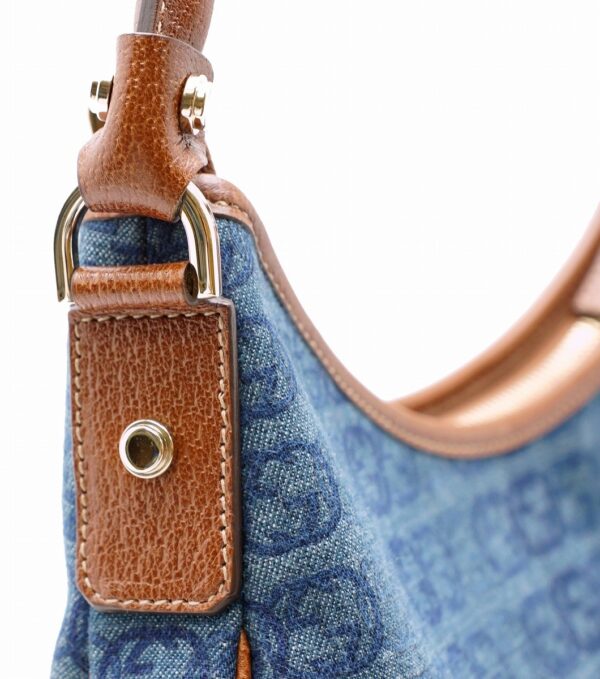 11571104 6 Gucci GG Denim Shoulder Bag Leather Blue Brown