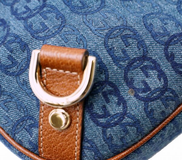 11571104 7 Gucci GG Denim Shoulder Bag Leather Blue Brown