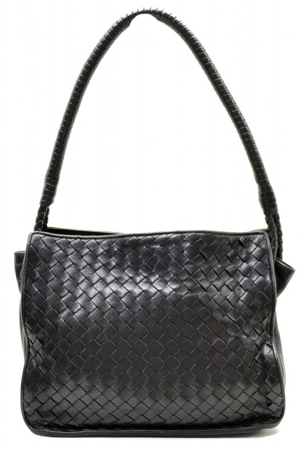 11571122 Bottega Veneta Intrecciato Shoulder Bag Black