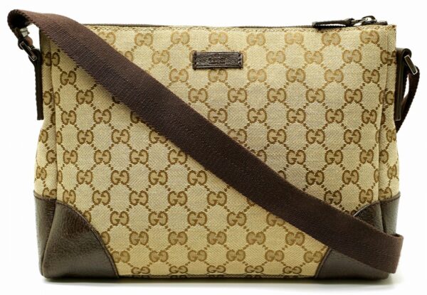 11571223 Gucci GG Canvas Crossbody Bag Leather Khaki Beige Brown