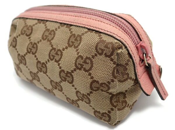 11571342 1 Gucci GG Pouch Leather Beige Brown Pink