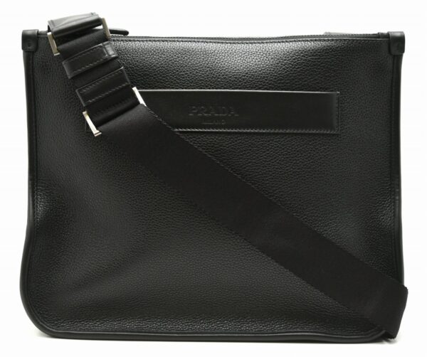 11571371 Prada Leather Crossbody Messenger Bag Black