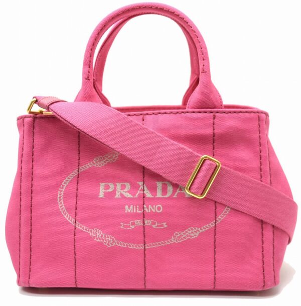 11571375 Prada Canapa Denim 2way Tote Shoulder Bag Pink