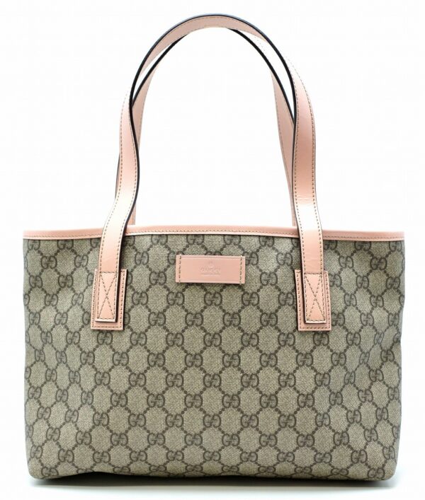 11571451 Gucci GG Plus Tote Bag Leather Khaki Beige Pink