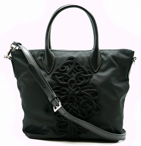 11571530 Prada Nylon Shoulder Tote Handbag Black