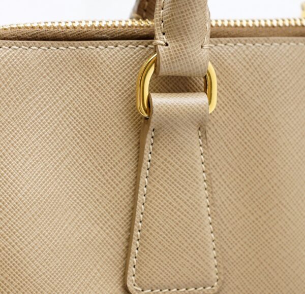 11580123 5 Prada Saffiano Embossed Leather Handbag Beige