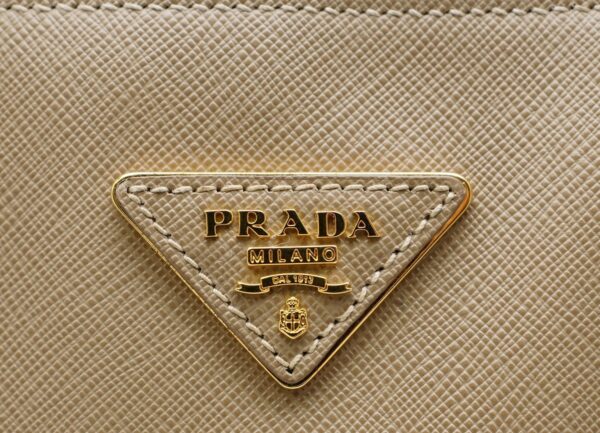 11580123 8 Prada Saffiano Embossed Leather Handbag Beige