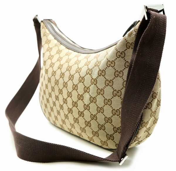 11580229 1 Gucci GG Canvas Shoulder Bag Croissant Canvas Khaki Brown