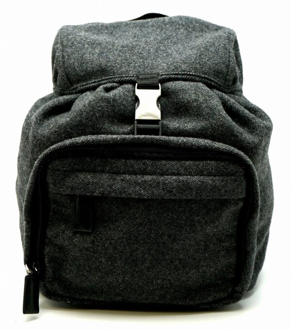 11580450 Prada Wool Leather Rucksack Shoulder Bag Gray