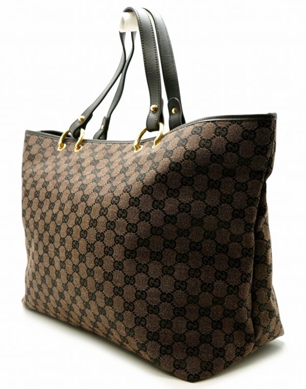 11580623 1 Gucci GG Canvas Tote Bag Shoulder Tote Leather Brown