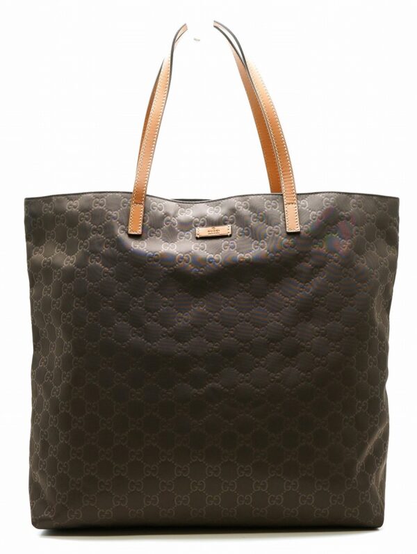 11580905 Gucci Guccissima Nylon Tote Bag Leather Brown