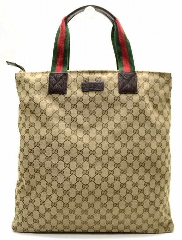 11580917 Gucci Sherry Line GG Tote Shoulder Bag Khaki Beige Green Red