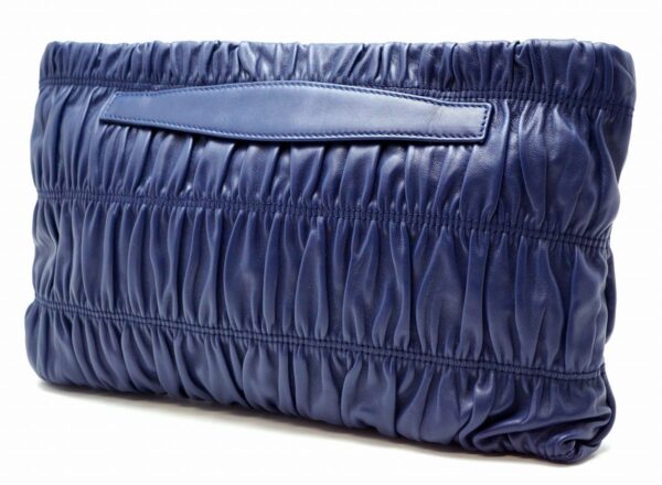 11580918 1 Prada Gathered Leather Clutch Bag Blue